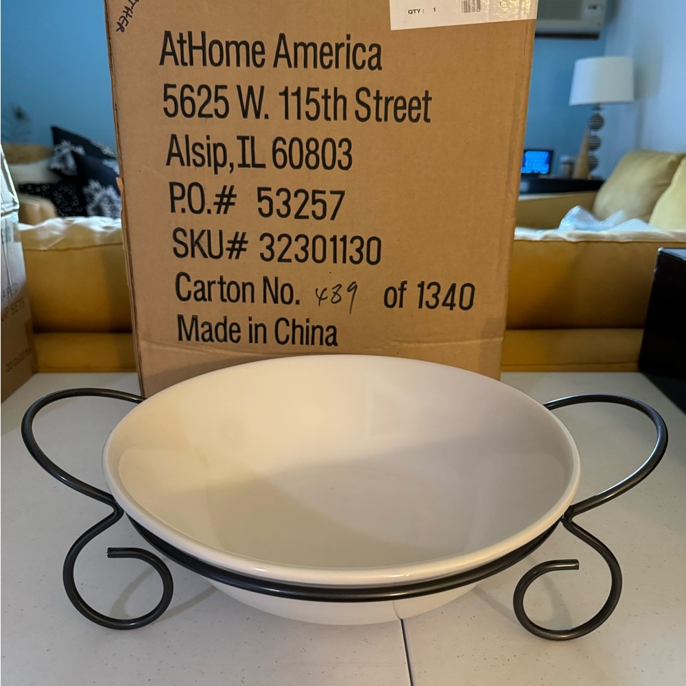 At Home America Boston Buffer Collection. Round Serving Bowl. New in box .